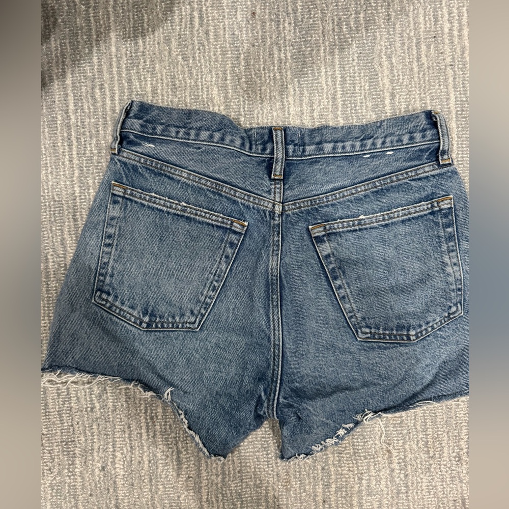 Agolde Parker Long High-Rise Light Blue Denim Shorts - Picture 4 of 4